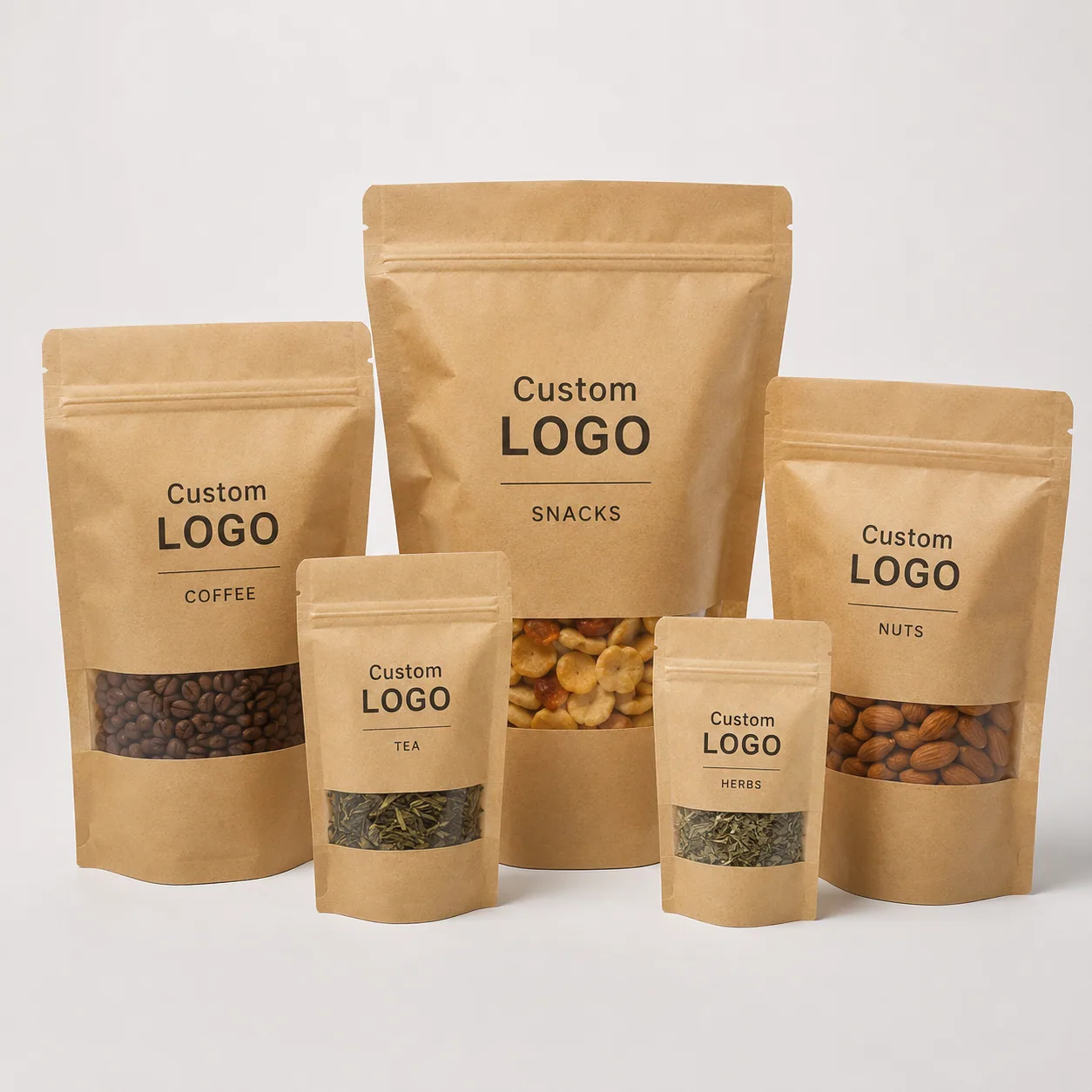 Kraft Paper Stand Up Pouches